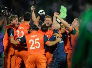 نیدرلینڈز نے آئرلینڈ کو ناقابل یقین شکست دے کر تاریخ رقم کی اور سپر 10 میں جگہ پائی (تصویر: ICC) 